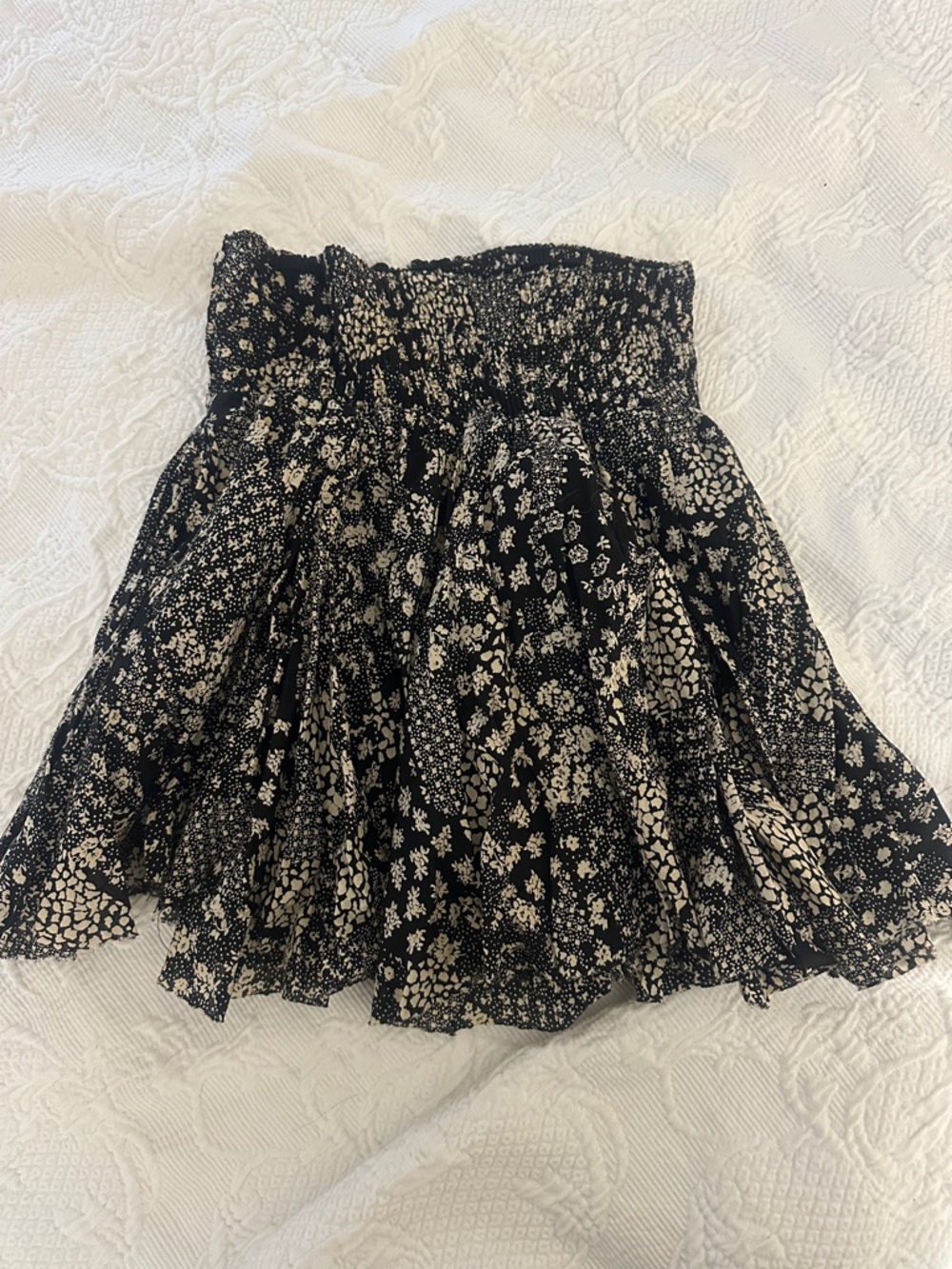 Black Skirt with Cream Floral Print